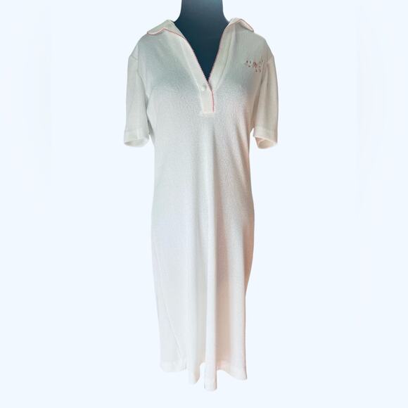 Vtg Knit Feminine Dainty Floral Embroidered Cottage Tennis Core Coquette Dress M - Picture 4 of 11